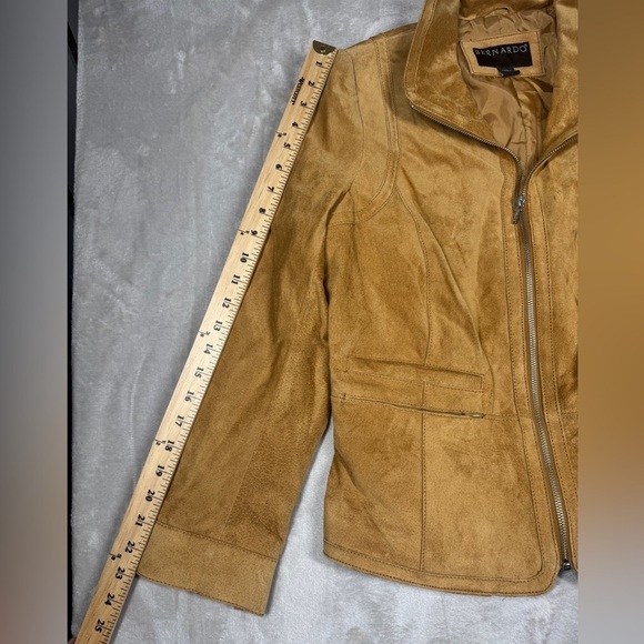 Bernardo Genuine Leather Suede Camel Tan Boho Coastal Cowgirl Jacket Size PM - Picture 10 of 17